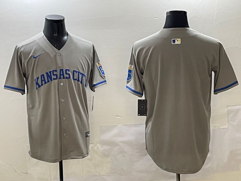 Men Kansas City Royals Blank Grey Game 2025 Nike MLB Jersey style 1->kansas city royals->MLB Jersey